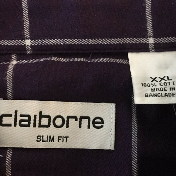 Claiborne Button Down Shirt Slim Fit Brushed Woven - Picture 5 of 5